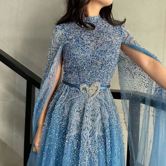 Cape Sleeves Evening Dresses Gowns