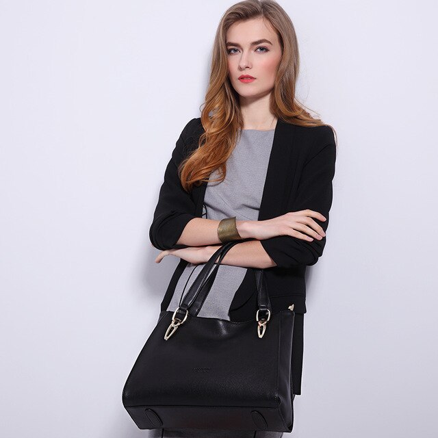 Fashion Cowhide Leather Women's Handbags Luxury Red Black Shoulder Bag Larger Capacity Women Leather Bag - LiveTrendsX