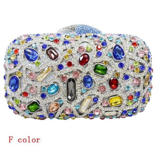Fashion Luxury Sparkly Diamond Evening Bag Purple Crystal Clutch Bag Women Wedding Party Purse Female pochette banquet bag sc125 - LiveTrendsX