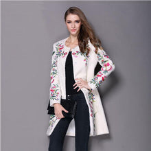 Load image into Gallery viewer, women winter coat embroidered neck long sleeved O button female coat elegant fashion coat - LiveTrendsX
