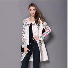 Load image into Gallery viewer, women winter coat embroidered neck long sleeved O button female coat elegant fashion coat - LiveTrendsX
