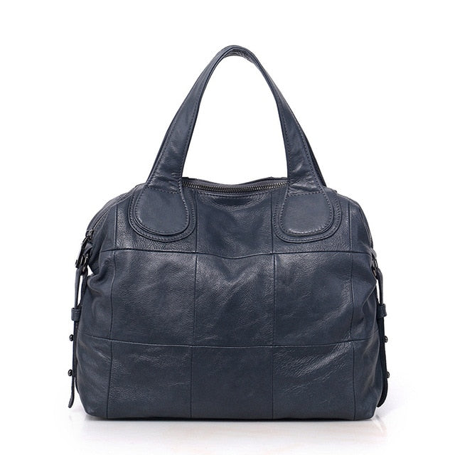Casual Large Genuine Leather Bag Women Big Shoulder Bags Black Zipper Ladies Bag Bolsas Femininas High Quality Top-Handle Bags - LiveTrendsX