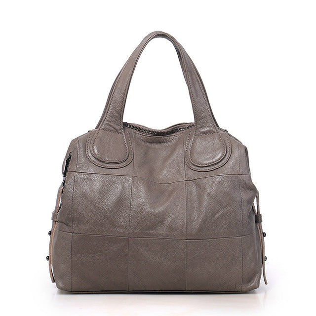 Casual Large Genuine Leather Bag Women Big Shoulder Bags Black Zipper Ladies Bag Bolsas Femininas High Quality Top-Handle Bags - LiveTrendsX