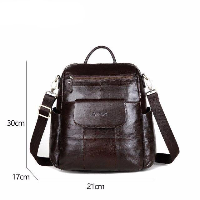 Women Backpack Retro Genuine Leather Backpack Laptop Ladies Shoulder Bag Top-handle Travel Bags Leisure Schoolbag - LiveTrendsX