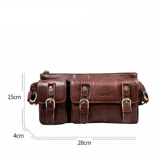 Genuine Leather Waist Packs Fanny Pack Bag Travel Waist Pack Male Small Waist Bag Leather Pouch Phone Pouch Bags - LiveTrendsX