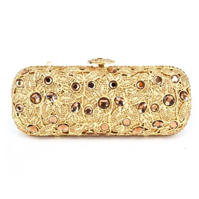 long plated Gift Box ladies evening bag Gold clutch purse party women pochette bag luxury Diamond crystal Clutch Bag - LiveTrendsX
