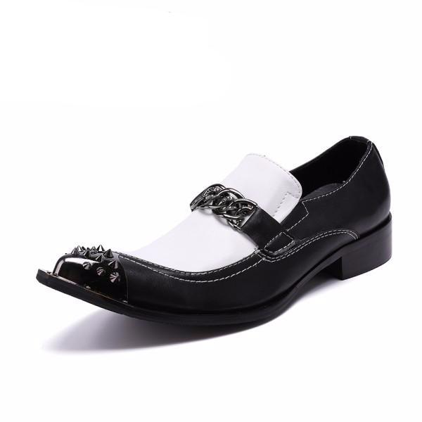 Men's Flats Fashion Brand Designer Dress Shoes Black and White Chain Casual Shoes for Men Wedding and Party Shoes - LiveTrendsX