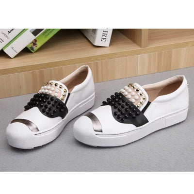Europe Style Ladies Studded Spiked Shoes Round Toe Creepers Lazy Shoes Fashion Zapatillas Mujer Casual Platform Shoes - LiveTrendsX