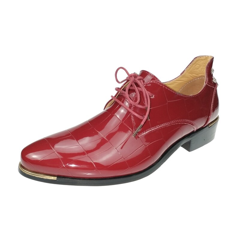 Mens Pointy Toe Patent Leather Business Wedding Shoes
