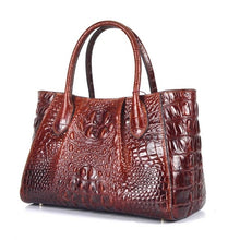 Load image into Gallery viewer, Oil Wax Cowhide Women Shoulder Tote Handbag Retro 100% Genuine Leather Crocodile Pattern Cross Body Messenger Top Handle Bags - LiveTrendsX
