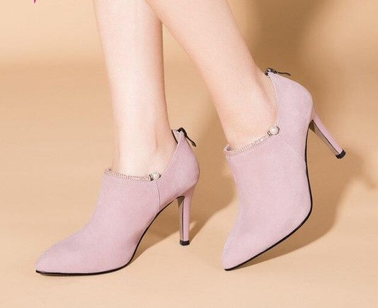 Women High Heel Pumps Elegant Thin Heel Shoes Pointed Toe Shoes with Crystal pearl - LiveTrendsX