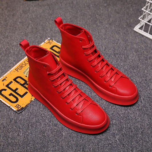 Spring New Style Fashion Ankle Boots Men Red White Shoes Handmade Genuine Leather Luxury Personalized Original Design Boots - LiveTrendsX