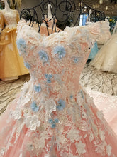 Load image into Gallery viewer, pink lace 3D flowers off the shoulder  evening dress luxury beautiful vestidos de fiesta largos elegantes de gala - LiveTrendsX
