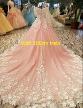 Load image into Gallery viewer, pink lace 3D flowers off the shoulder  evening dress luxury beautiful vestidos de fiesta largos elegantes de gala - LiveTrendsX
