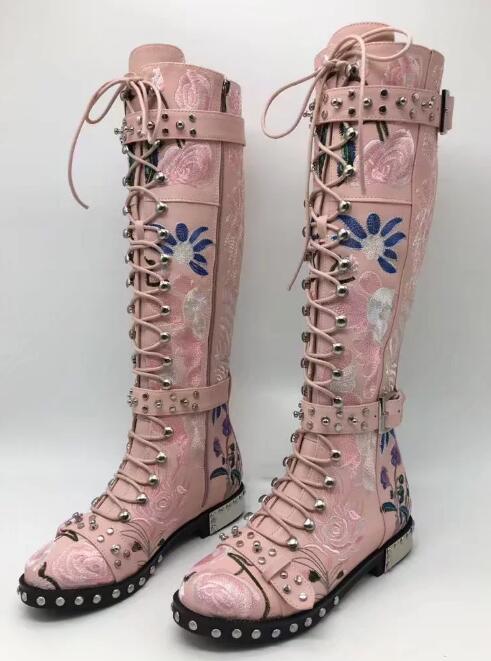プリント花柄バイクブーツ