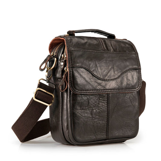 Quality Original Leather Male Casual Shoulder Messenger bag Cowhide Fashion Cross-body Bag 8" Pad Tote Mochila Satchel bag - LiveTrendsX