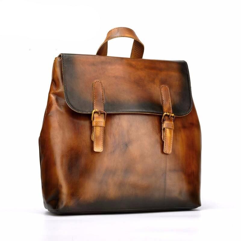 Handmade wiping vintage  backpack men women real leather cowhide leather backpack casual travel backpacks - LiveTrendsX