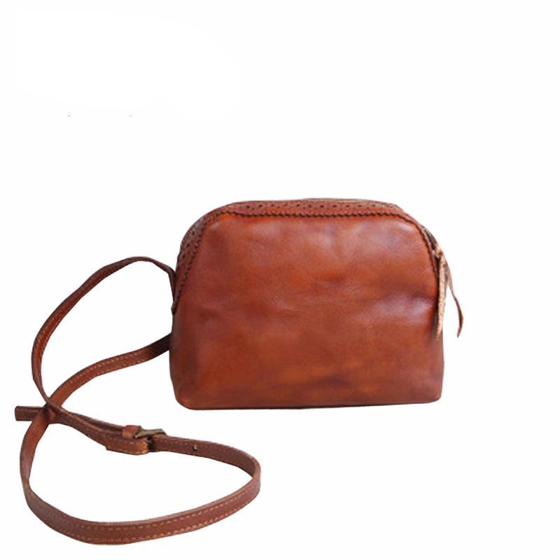 Women Handmade Handbags Leather Retro Mini Shoulder Messenger Bag Cowboy Arts Small Bag - LiveTrendsX