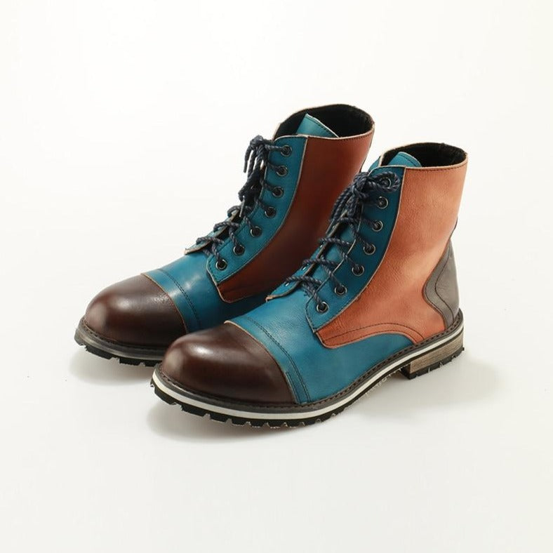 Men's Leather Suede Lace-Up Martin Boots - LiveTrendsX made-to-order fit view 1