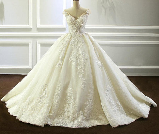 Full Beading Wedding Dress With Long Train New Arrival Real Photos Bridal Dress - LiveTrendsX