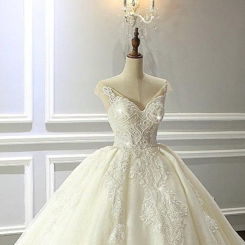 Full Beading Wedding Dress With Long Train New Arrival Real Photos Bridal Dress - LiveTrendsX