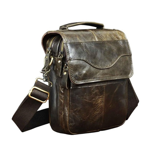 Quality Original Leather Male Casual Shoulder Messenger bag Cowhide Fashion Cross-body Bag 8" Pad Tote Mochila Satchel bag - LiveTrendsX