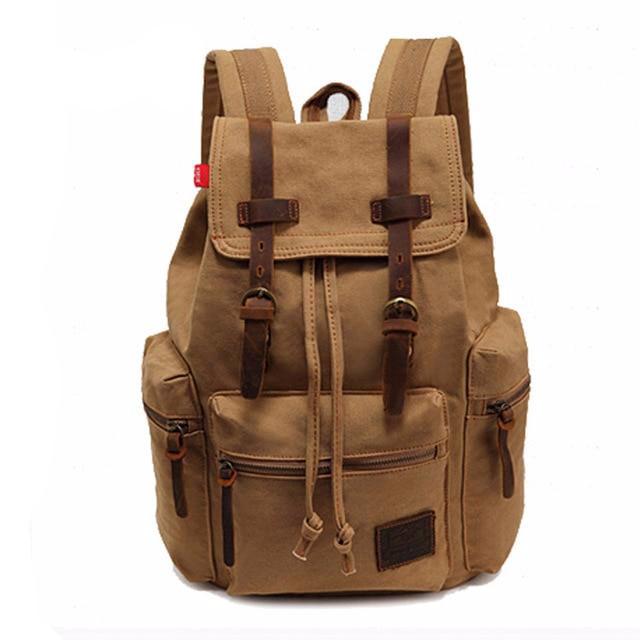 New fashion men's backpack vintage canvas backpack school bag men's travel bags large capacity travel laptop backpack bag - LiveTrendsX