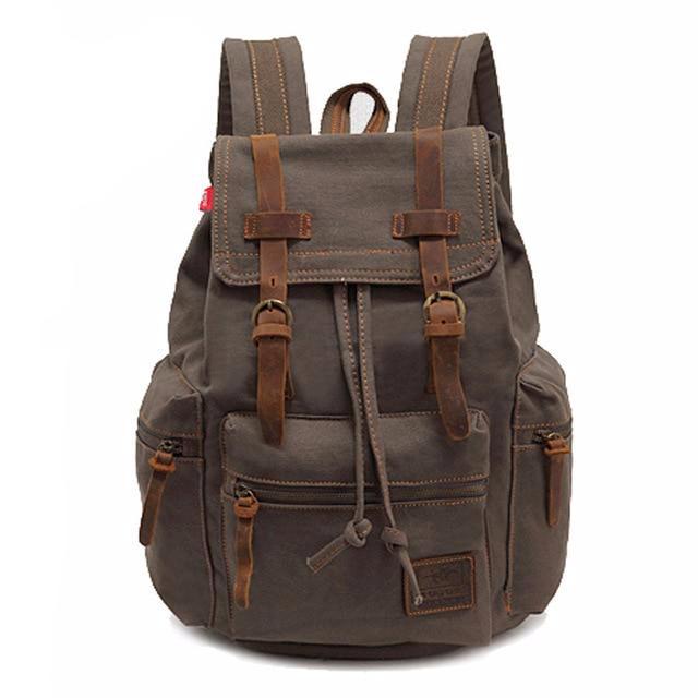 New fashion men's backpack vintage canvas backpack school bag men's travel bags large capacity travel laptop backpack bag - LiveTrendsX