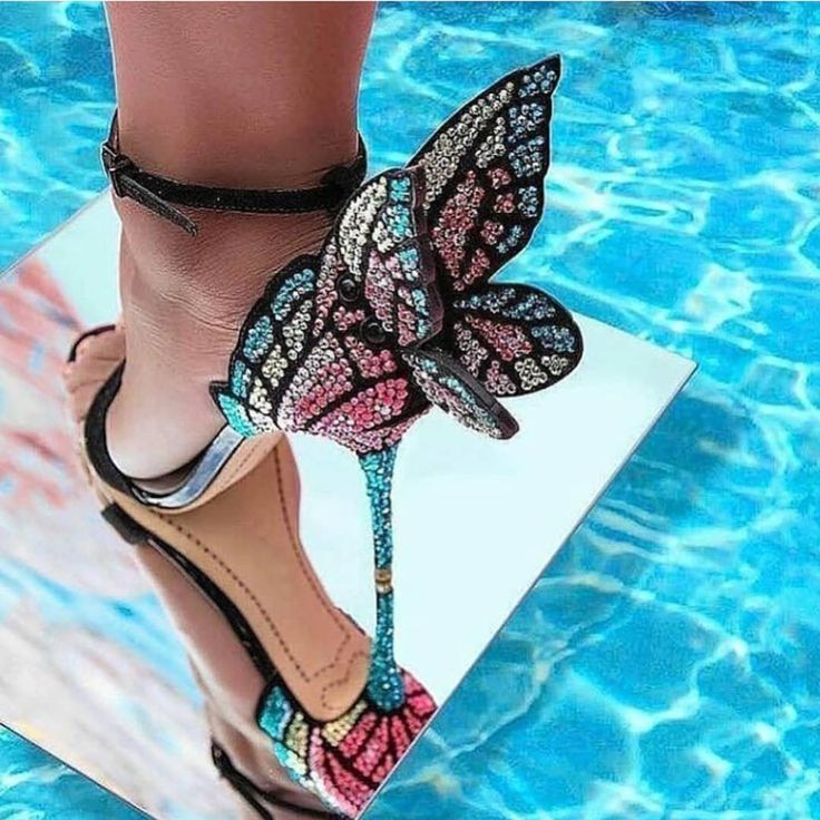 New Arrivals Multicolor Rhinestone Sandals Female Shoes Luxury Crystals Heel Butterfly Sandals High Heel Bridal Party Shoes - LiveTrendsX