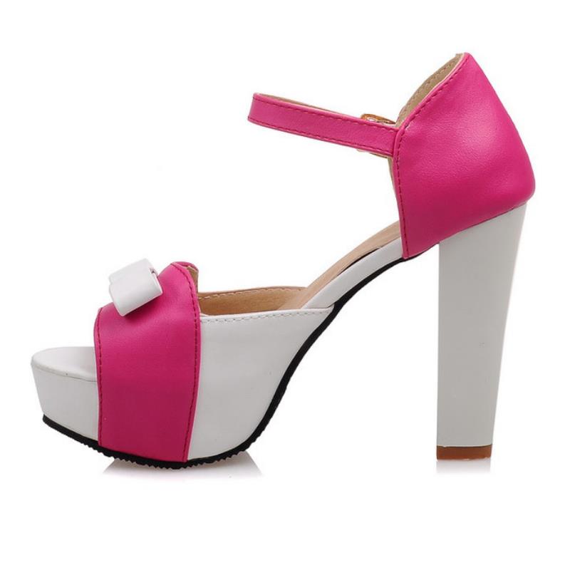 Women High Heel Sandals Fashion Bowtie Open Toe Platform Shoes Wmoan Thick Heeled Ladies Footwear Size 34-43 - LiveTrendsX