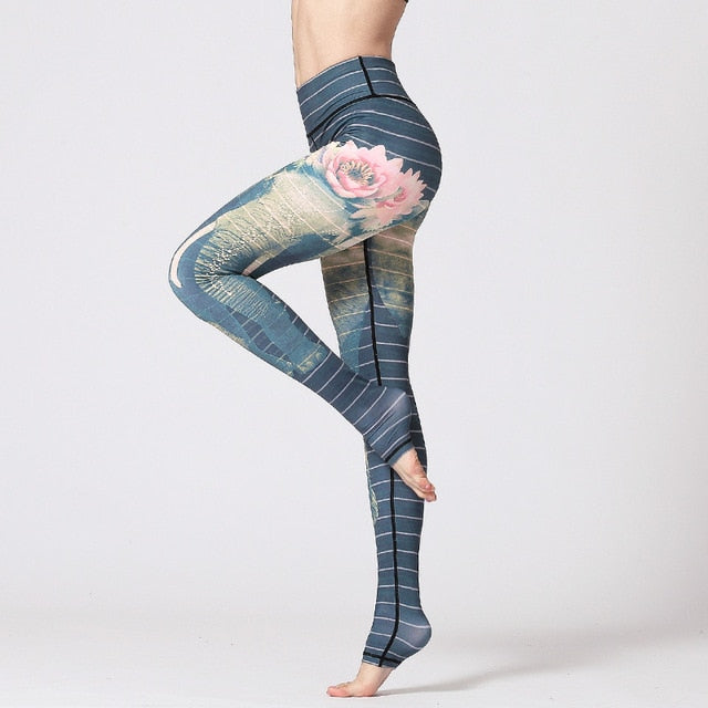 Vintage Fitness Yoga Pants Slim High waist Sport Leggings Gym Girls Elastic Printed Tights for Running Jogging Tummy Control - LiveTrendsX