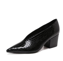 Load image into Gallery viewer, Crocodile Pattern Designer Vintage Evening Shoes Ladies Fashion Pointed Toe V Cut Woman Shoes High Heel Pumps Sexy C076 - LiveTrendsX
