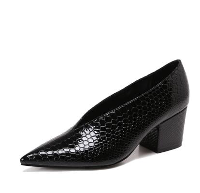 Crocodile Pattern Designer Vintage Evening Shoes Ladies Fashion Pointed Toe V Cut Woman Shoes High Heel Pumps Sexy C076 - LiveTrendsX