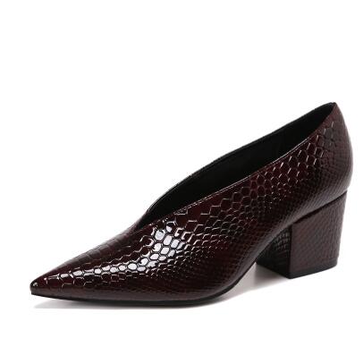 Crocodile Pattern Designer Vintage Evening Shoes Ladies Fashion Pointed Toe V Cut Woman Shoes High Heel Pumps Sexy C076 - LiveTrendsX