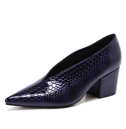 Crocodile Pattern Designer Vintage Evening Shoes Ladies Fashion Pointed Toe V Cut Woman Shoes High Heel Pumps Sexy C076 - LiveTrendsX