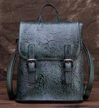 Load image into Gallery viewer, Female bag retro embossed color large capacity backpack rub color craft single shoulder layer cowhide ladies backpack - LiveTrendsX

