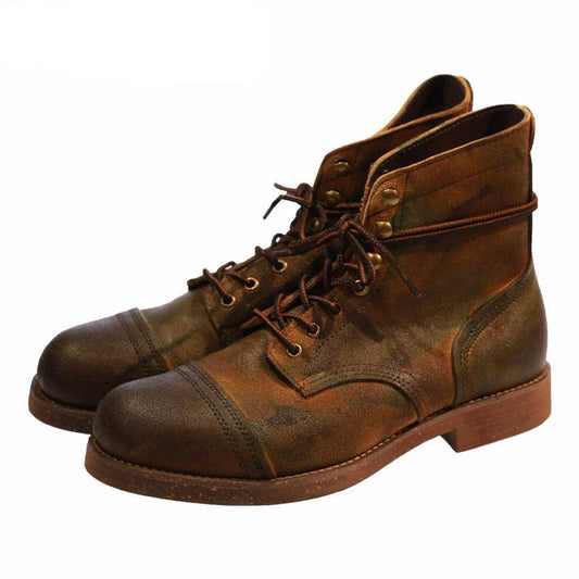 Fall Men's Shoes Brown Genuine Leather Boots Runway Ankle Vintage Booties - LiveTrendsX