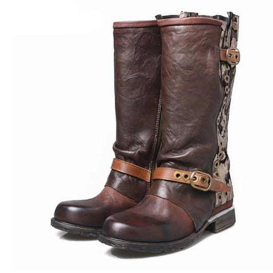 Fashion Women Winter Boots Genuine Leather Botas Feminina Round Toe Flats Shoes Woman Botines Mujer Mid Calf Bottine Femme - LiveTrendsX