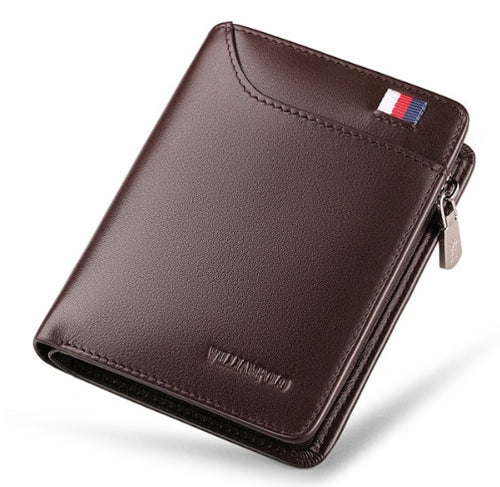 Genuine Leather Men Wallet with Card Holder Man Luxury Short Wallet Purse Zipper Wallets Casual Standard Wallets - LiveTrendsX