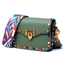 Load image into Gallery viewer, New ladies colored rivet leather square bag European and American trendy ladies leather diagonal bag shoulder bag - LiveTrendsX
