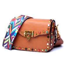 Load image into Gallery viewer, New ladies colored rivet leather square bag European and American trendy ladies leather diagonal bag shoulder bag - LiveTrendsX
