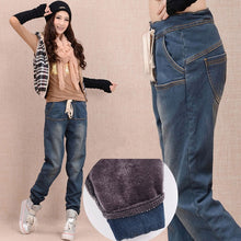 Load image into Gallery viewer, Arrival Winter Warm Jeans Women Thicken Fleece Skinny Harem Pants Trousers Elastic Waist Denim Trousers Plus Size Pants - LiveTrendsX
