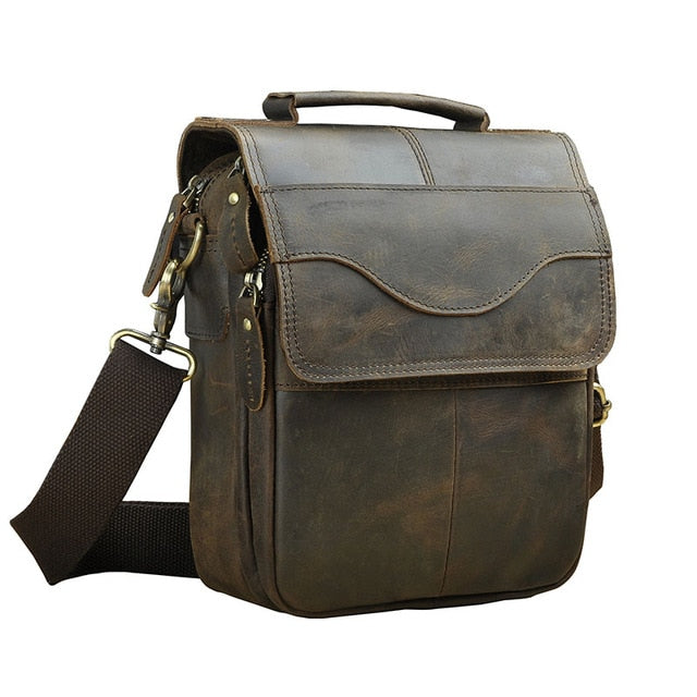 Quality Original Leather Male Casual Shoulder Messenger bag Cowhide Fashion Cross-body Bag 8" Pad Tote Mochila Satchel bag - LiveTrendsX