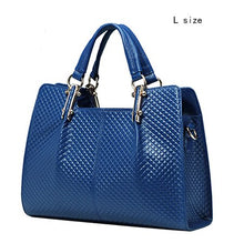 Load image into Gallery viewer, Blue Genuine Leather Women Bag Plaid Russia Famous Brand Quality Leather Handbags Quilted Fashion Ladies Hand Bags - LiveTrendsX
