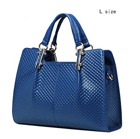 Blue Genuine Leather Women Bag Plaid Russia Famous Brand Quality Leather Handbags Quilted Fashion Ladies Hand Bags - LiveTrendsX