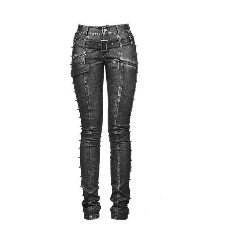 Gothci Style popular Pantalones Mujer Women Pants Fashion Wild Rock and Roll Skinny Women Leather Pants Punk Rave K-170 - LiveTrendsX