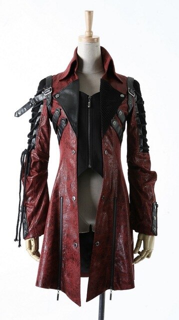 Gothic bandage cool HoodieLot Jacket Streampunk Man-made Leather Rock studded Draw string Cotton men Coat S-3XL - LiveTrendsX