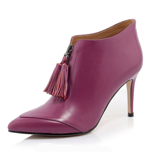 Newest Autumn Winter Tassels Party Wedding Prom Pumps Ladies High Heels Pointed Toe Basic Boots - LiveTrendsX
