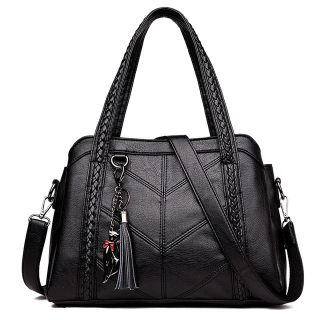 Women Handbag Genuine Leather Tote Bags Tassel Luxury Women Shoulder Bags Ladies Leather Handbags Women Fashion Bags 2018 - LiveTrendsX
