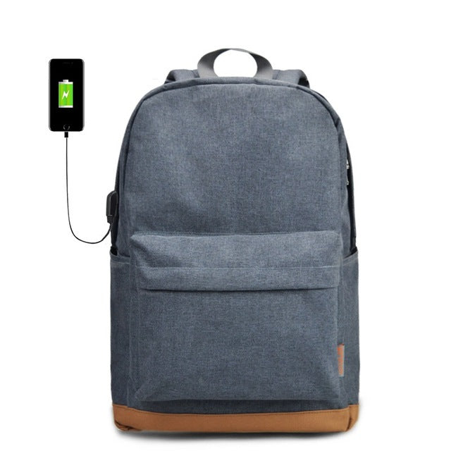 Men Male Canvas Backpack Gray Casual Rucksacks 15inch Laptop Backpacks College Student School Bag Backpack Women Mochila - LiveTrendsX